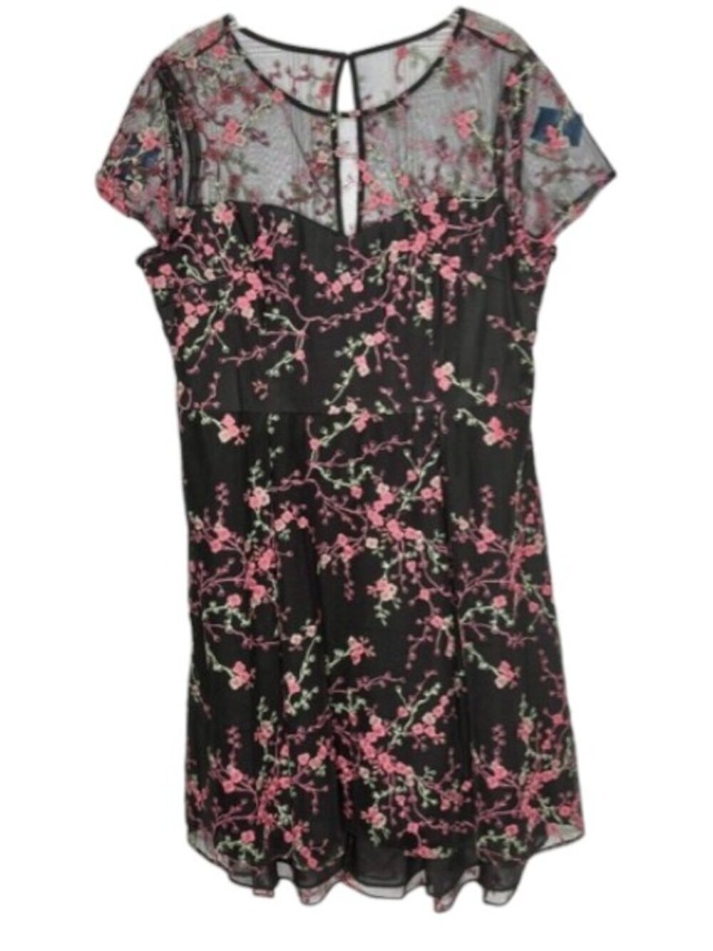 Adrianna Papell Embroidered Fit/Flare Cocktail Dress - Black/Multi - 16